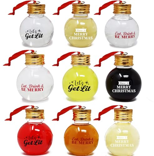 Joiedomi 9-teiliges Weihnachts-Boozeball-Ornament-Set, 48 g, transparent, befüllbare Kugel, Baum-Hängedekorationen für Weihnachten, Urlaub, Innen- und Außendekorationen
