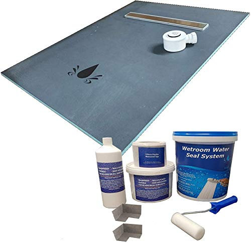 Nassboards 20mm Linear Wetroom Kit Complete System Tray & Waste - Waterproof Watertight Design with Drain, Installation Guide, Sealing Tape, Stainless Grate, XPS Quality Standard Base, Gradient Ready