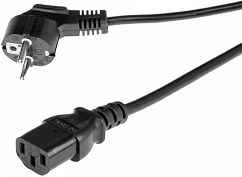 Infitronic - INKAA0200 – Nätkabel 230 V strömkabel med skyddskontakt vinklad mot IEC-uttag C13, IEC 320, PC nätkabel 3 poler, färg svart (vinklad kontakt 2M)