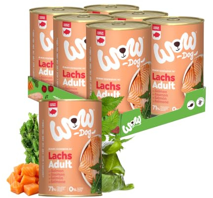 WOW Dog Hunde-Nassfutter mit Lachs 6 x 400g | ohne Getreide & Zucker
