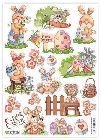 Hasen Ostern Aufkleber Set- Aufkleber selbstklebend zum Basteln, Dekorieren und Verzieren - für Einladungen, Osterkarte, Geschenkverpackung, Dankeskarten, Briefe, Dekoration, Tablet, Laptop, Möbel