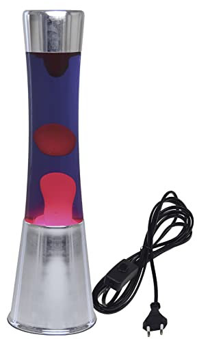 ChiliTec Lavalampe 40cm 1,5m Kabel mit Schalter 230V inkl. Leuchtmittel Dekoleuchte Glänzend Chrom Rot Lila