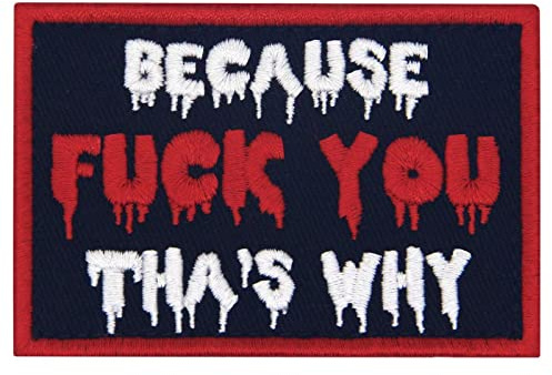 Because F*ck You Tha's Why Patch broderad taktisk emblem applikation fästkrok och ögla emblem