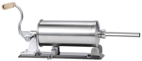 Sausage Stuffer 6 LBS/ 3 KG Stainless Steel Sausage Meat Stuffer Horizontal Sausage Maker Homemade Kitchen Meat Sausage Maker (Capacity : 6 lbs, Color : 4 Metal Nozzles)