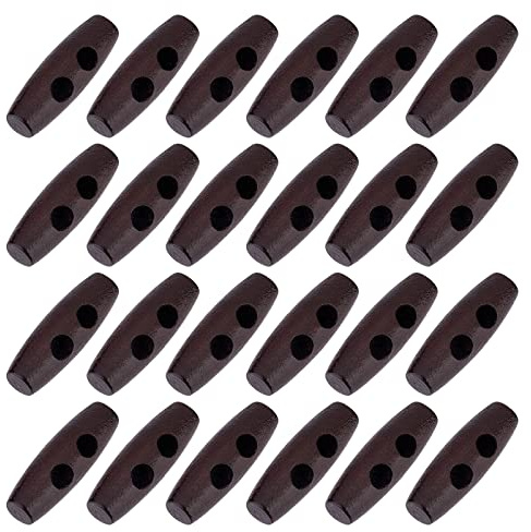 UNICRAFTALE 50 Stück 30 mm Reis Holzknöpfe Schwarze Olivenform 2 Löcher Holzknöpfe Zum Nähen Basteln Häkeln Manuelle Knopfmalerei Handgefertigte Verzierung Für DIY Strick Häkeljacke