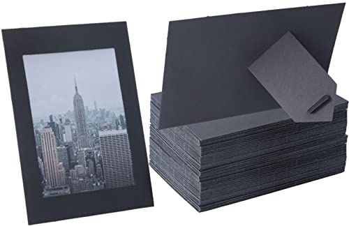 100 Pack Standing Paper Picture Frames 4x6,Cardboard Photo Frame with Easel,Paper Photo Frame Cards,Gallery Frames Bulk For Mother's Day Father's Day Graduation Birthday Wedding Classroom Craft DIY,Black