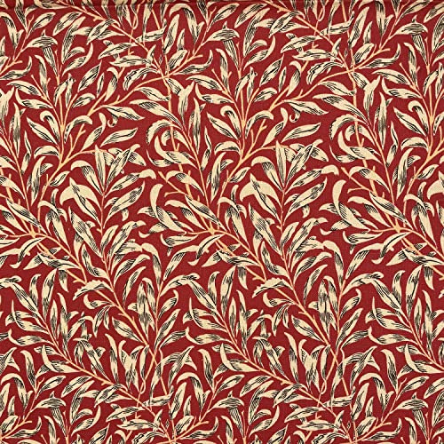Cotton Fabric - William Morris Design Willow Bough Crimson Red - Craft Fabric Material Metre