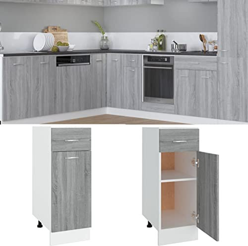 ZEYUAN Unterschrank mit Schublade Grau Sonoma 30x46x81,5 cm Küchenschrank, Küchenunterschrank, Unterschrank Küche, Küchenmöbel, Miniküche, Spülschrank