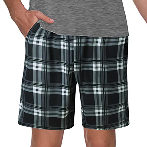 QIFLY Flannel Pyjama Bottoms Men's Relaxed Fit Lounge Trousers Soft Sleep Pants Plaid Loungewear Men's Fleece Pyjama Bottoms Cotton Checked Pyjama Bottoms
