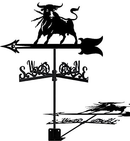 EICOFF Exquisito Adorno de Veleta de Metal Veleta de Granja Veleta de Techo Montaje de Techo Kit de indicador de dirección del Viento Soporte de Metal de Corrida de toros española al Aire Libre Vel