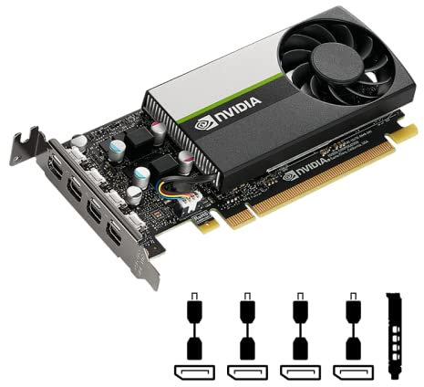 PNY Scheda grafica Nvidia Quadro T1000 4GB GDDR6 a slot singolo a basso profilo - 896 core CUDA, 128 bit, 160 GB/s, 4 x Mini DisplayPort 1.4, 50 W consumo energetico, PCI Express 3.0 x16