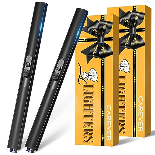 Candle Lighter Stocking Stuffers for Women Men: 2Pack Electric Plasma Arc USB Rechargeable Lighters for Grill Home Kitchen BBQ Camping Cool Gadget Christmas Birthday Gifts for Mom Women Men Adults Her