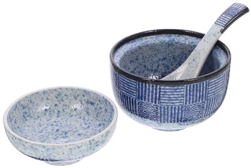 Zerodeko Japanese Ceramic Miso Soup Bowl with Lid 4.1 Inch Small Ramen and Rice Serving Bowl for Hot and Cold Food Kitchen and Restaurant Use