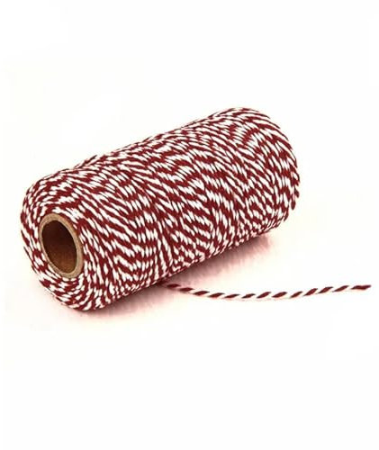 Corda da Giardino 100 m di spago rosso bianco in cotone da panettiere for artigianato giardinaggio decorazioni for feste di nozze confezioni regalo (Color : Darkredwhite)