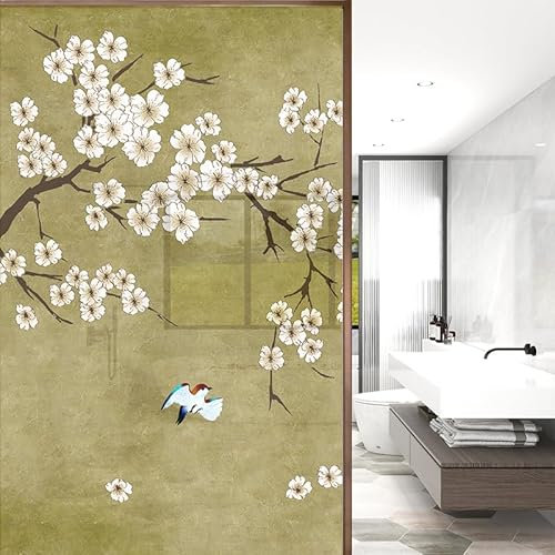 WANMUER Sichtschutzfolie 3D Fensterfolie Glasdekorfolie PVC für Badezimmer Kinderzimmer Küche,Schlafzimmer Wohnzimmer Esszimmer Büro Hotels Klassenzimmer 44.5x300 cm Fliegender Vogel