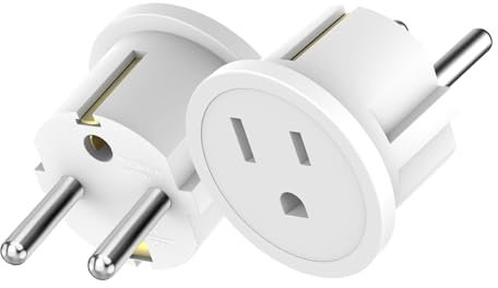 Oblinple 2 Pièces Adaptateur Prise Americaine vers France, Adaptateur de Voyage USA vers Francais, Adapter Secteur Plug US vers EU, Prise de Voyage États Unis Européenne