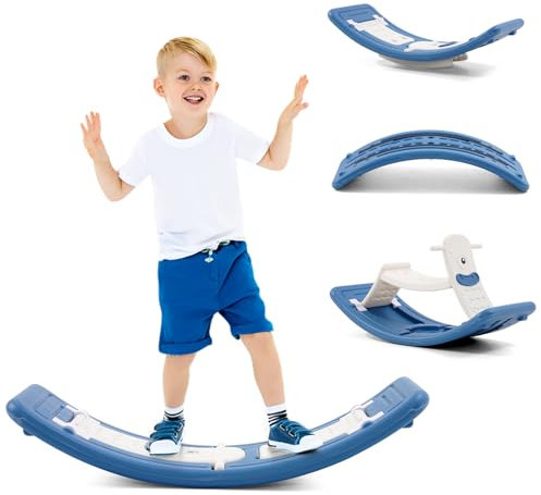Arkyomi Balance Board Mit Schaukelpferde Gleichgewichtstrainer, Wackelbrett Balance Spiel für Kinder, Montessori Balance Wippe, Wobble Board Balancieren Indoor Wippbrett