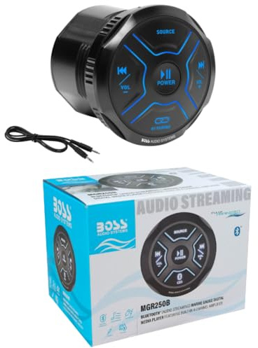 Kit Set para Boss Audio Systems MGR250B 1 Reproductor Multimedia Marino, indicador de Receptor de Medios Digitales, Bluetooth Integrado, Impermeable, Barco, mar, 1 Pieza + Cable Gratis