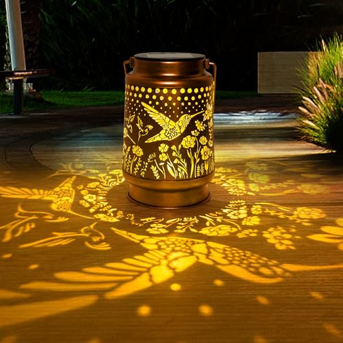 KQBBCN Geschenk für Frauen Mama Oma, Kolibri Solarlaterne für Außen Hängend, Solarleuchten für Hof, Terrasse, Veranda, Gartendeko