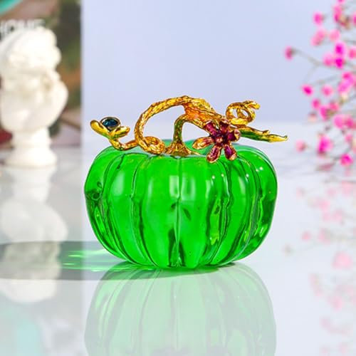 Mundgeblasene Glaskürbis-Figur, Glaskürbis-Figur, Sammlerstück, Kürbis, Deko-Kristalle, Steine zum Dekorieren, Kristall-Kürbis-Figur (grün)