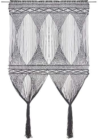 Somanki Makramee Vorhang, Türvorhang, Boho Deko Outdoor, Fliegenvorhang, Bodenkissen, Makramee Deko, Balkonvorhang, Raumtrenner Vorhang, Anthrazit 140x240 cm Baumwolle