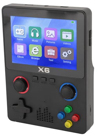 Retro Handspielkonsole, 3,5 Zoll IPS Bildschirm Videospielkonsolen mit 32G Speicherkarte, Zwei 3D Joysticks, Unterstützt 11 Emulatoren (Black)