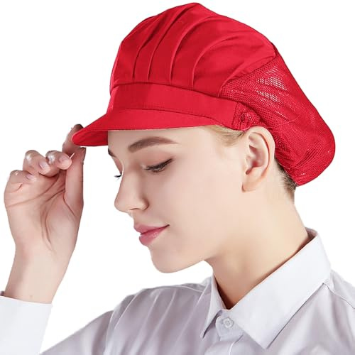 Nanxson 3 Pcs Béret de Cuisinier Chapeau de Cuisine Unisexe avec Maille Travailler pour Atelier Usine Cuisine Restauration Boulangerie CF9033