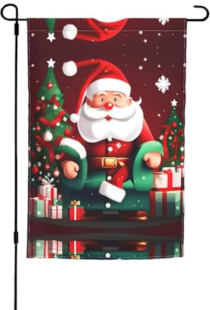 Frohe Weihnachten Weihnachtsmann Geschenk Druck Winter Gartenflagge doppelseitig Garten Hof Haus Flaggen für Gartendekoration (nur Flagge)
