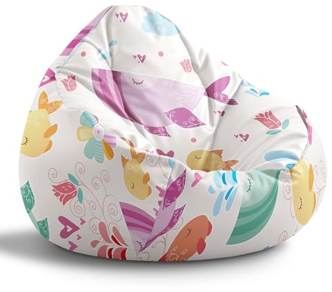 DreamRoots Sitzsack Kinder Bean Bag, Magical Whale, Gr. M | Sitzkissen Kinder Boden, Kinderzimmer Möbel, Sitzsäcke fürs Kinderzimmer, mit Füllung