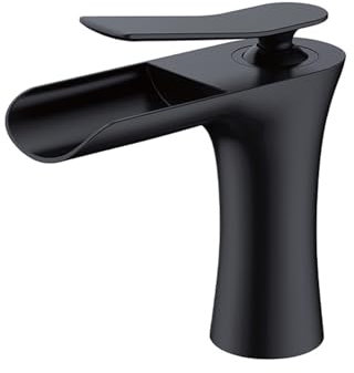 Black Retro Waterfall Basin Sink Mixer Tap Single Handle Hot & Cold Bathroom Sink Faucet Stylish Low Pressure Design for Modern Bathrooms