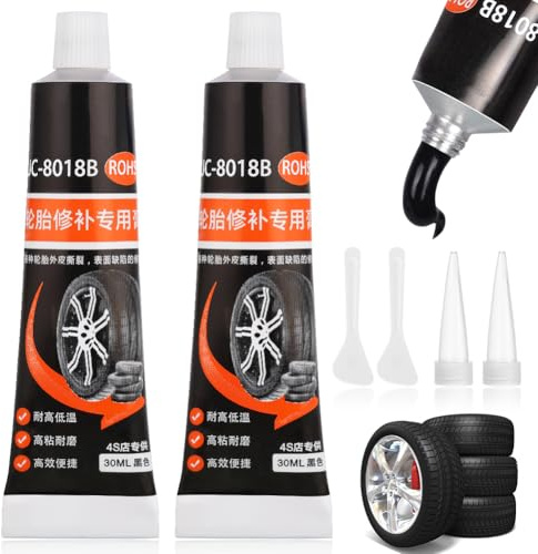 Flintronic Pegamento Neumatico, 60ml Pegamento Caucho, Cola Reparacion Neumaticos, Pegamen-to Vulcanizante, Repare Rápidamente Grietas, Agujeros y Descamaciones de Varios Neumátic-os, (Estilo C)