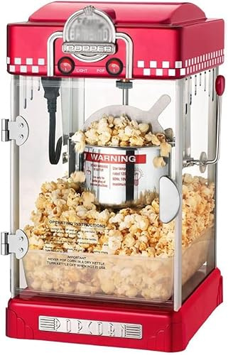 Small Fully Automatic Popcorn Popper Maker, Household Popcorn Machine, 304 Stainless Steel Material, Easy Cleaning, Great For Couples, Family, Movie Time, Red