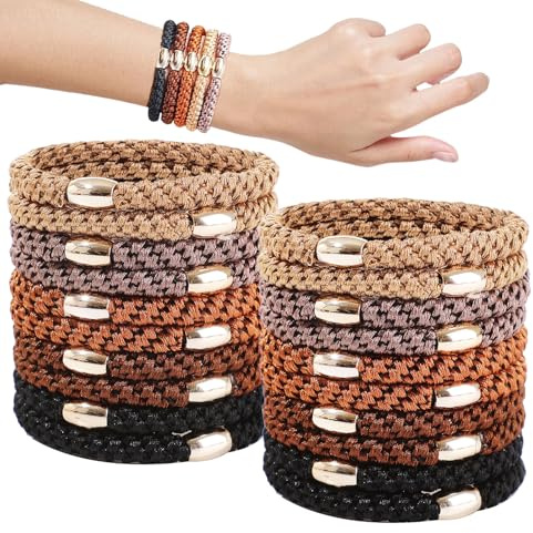 BAISEN 20Stück Elastische Haargummis für Damen, Weiches Baumwollgarn Zopfgummis Haarbänder Ponytail Holders Elastic Hair Ties No Damage für dünne Haar und dicke Haare (Natural color)