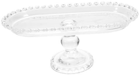 UKCOCO Plateau à Fruits En Verre Ovale Sur Pied, Assiette De Dessert En Verre Transparente, Présentoir à Gâteaux Vintage Pour Salon Et Apéritifs, Plateau De Service Pour Fruits Et Collations