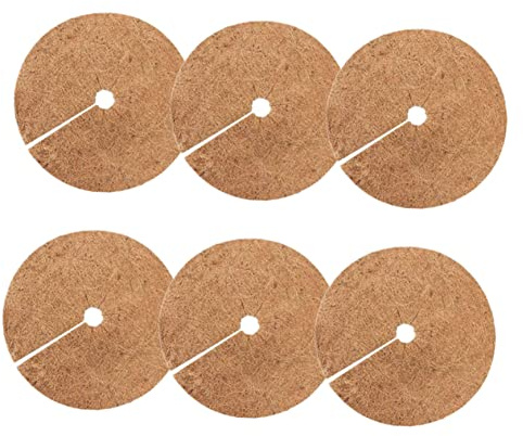 Artibetter 6pezzi Anello di Pacciamatura in Fibra di Cocco Anello per Vasi di Fiori Tappetino per Pacciamatura per Copertura di Piante per Rivestimento Tappetino Anti-Erba Rotondo