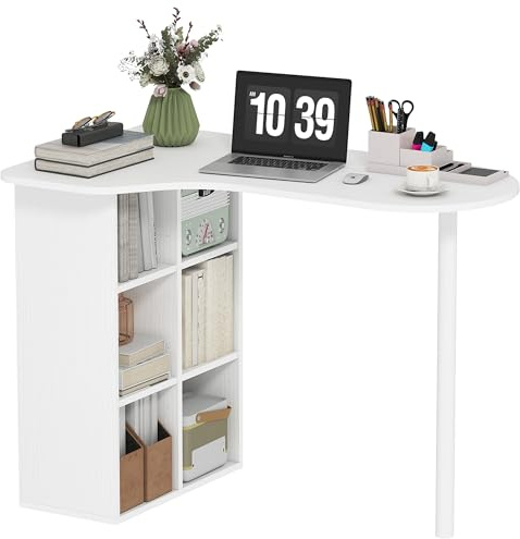 HOMCOM Scrivania Salvaspazio, con 6 Scomparti, 100x59x75.5 cm, Bianco