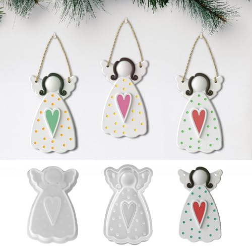 Silikonform Weihnachten Engel – Flexible Silikonformen Gießformen Weihnachten, Engel Gipsformen zum Gießen, Silikon Gießform Weihnachten für DIY Kerzen, Gips und Dekoanhänger