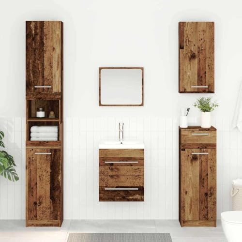 zylophax Mobile sottolavabo in legno antico 41 x 38,5 x 48 cm sospeso con cassetto, spazio per lavabo, mobili da bagno rustico e durevole per l'organizzazione del bagno
