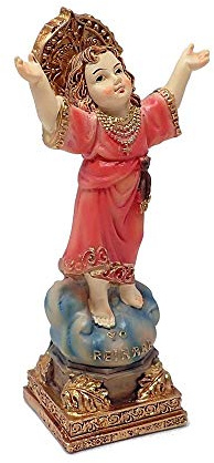 Figura Jesús Niño Divino Adorno 10.5Cm. Resina Peana Decoración