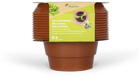 Andermatt Biogarten SchneckenStopp PP – 12er Pack, natürlicher Schneckenschutz, wiederverwendbarer Schneckenkragen aus recyceltem Material, das Schweizer Original, braun