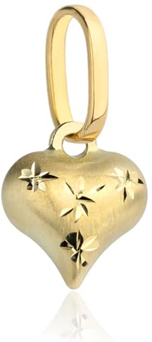 Rodium - 585 Gold Anhänger - Damenschmuck - Herzförmiger Anhänger aus 14 Karat Gelbgold für stilvolle Eleganz und zeitloses Design