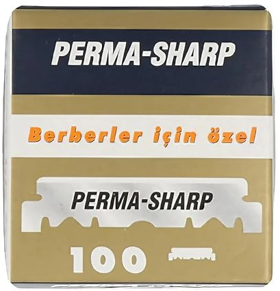 100 Perma-Sharp Rasierklingen mit gerader Kante für den Einsatz in professionellen Friseurrasierern – neue Verpackung
