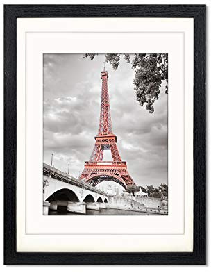 Luxdart 12x16 frames with Mat to Display 11x14 Picture or 8.5x11 photo 12 x 16 Black Solid Wood Picture Frame Wall Art for Living Room Wall Mount and tabletop Decor(2 Mats)