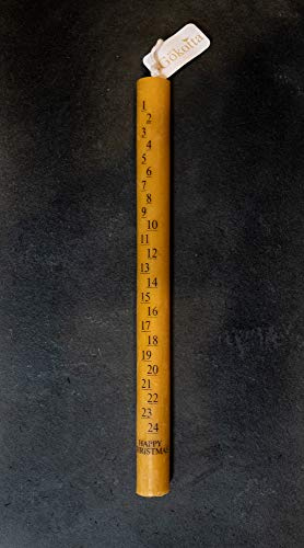 Gokotta Christmas Advent Candle - 100% Natural Beeswax - Subtle Honey Smell - 12 inch - 7 Language Options - English