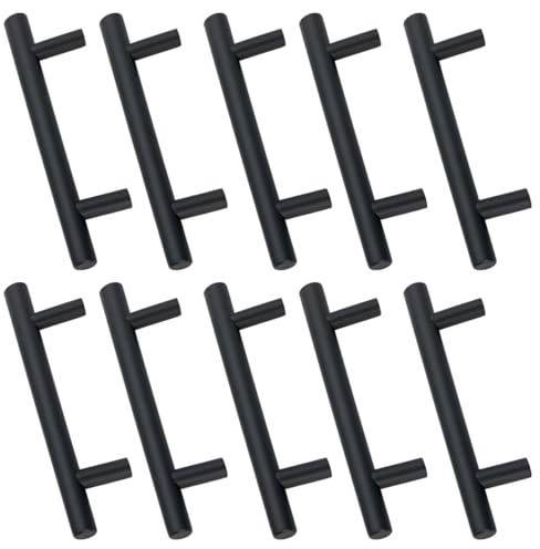Drenky 10 Stück Möbelgriff Schwarz Schrankgriffe Edelstahl Griffe Möbel Schwarz Für Küchenschränke Möbelgriffe 96mm Lochabstand Gesamtlänge 150mm Schwarz Matt Farbe