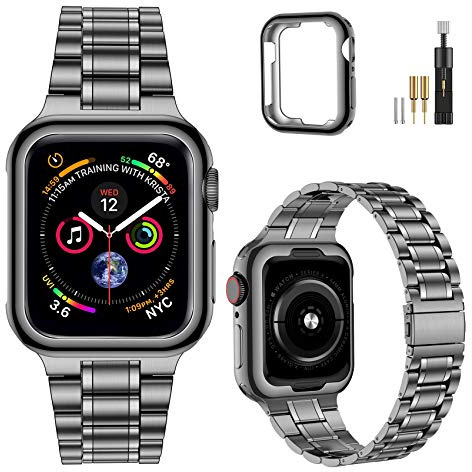MioHHR Kompatibel mit Apple Watch Armband 38mm 40mm 41mm 42mm 44mm 45mm 49mm, massives Edelstahl-Metallarmband für iWatch Ultra 2 1 Series 9 8 7 6 5 4 3 2 1 SE