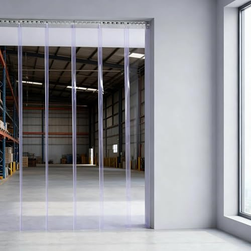 Panana Clear PVC Strip Door Curtain, 1m x 2m, Industrial Heavy Duty Plastic Door Curtain for Warehouse, Freezer, Commercial Kitchen, Easy Installation,Temperature Control & Insect Barrier (1m*2m)