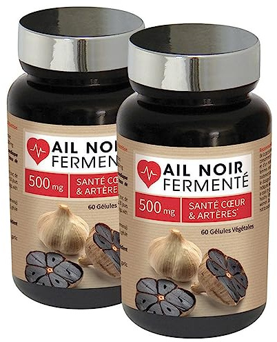 NUTRI EXPERT - Ail noir fermenté - Contribue à un taux de cholestérol normal - Protège du stress oxydatif - Favorise la circulation sanguine - Sans gluten ni allergène - Lot de 2