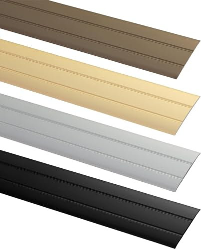 ALPENSTAHL Self-Adhesive Transition Profile | Length 90 cm | Door Rail Width: 37 mm | Flat Floor Rail for Floors, Laminate | Decorative Strip Aluminium for Gluing | Aluminium Floor Profile Black
