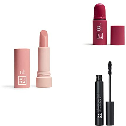 3INA MAKEUP - Vegan - The Lip Balm + The No - Rules Stick 385 + The 24h Level Up Mascara 900 - Bálsamo labial, Colorete en Barra 3 en 1: Mejillas, Labios,Ojos y Máscara de pestañas - Makeup Set